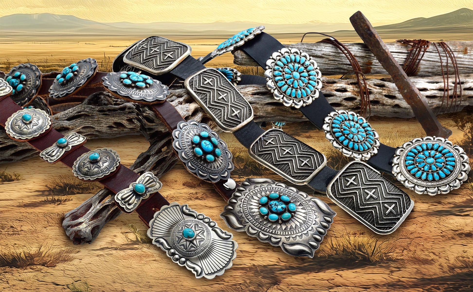 Native American Concho Belts Designed by Navajo Artists SilverTQ