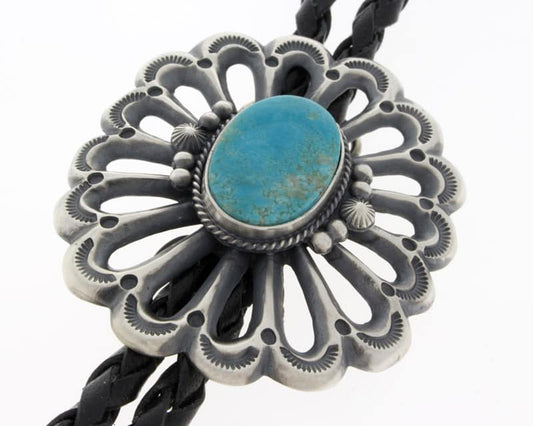 Natural Royston Turquoise Sandcast Bolo Tie