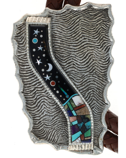 Multi-Stone Raised Micro Inlay Bolo Tie