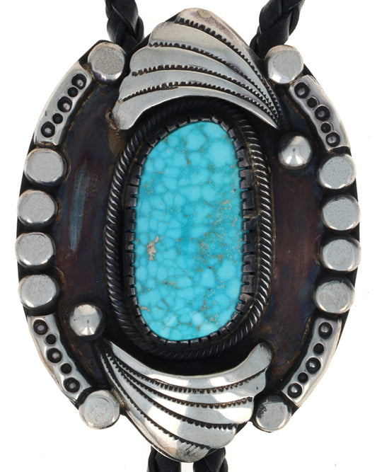 Natural Birdseye Kingman Turquoise Bolo Tie