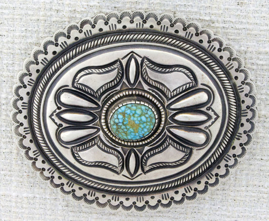 Natural Birdseye Kingman Turquoise Belt Buckle
