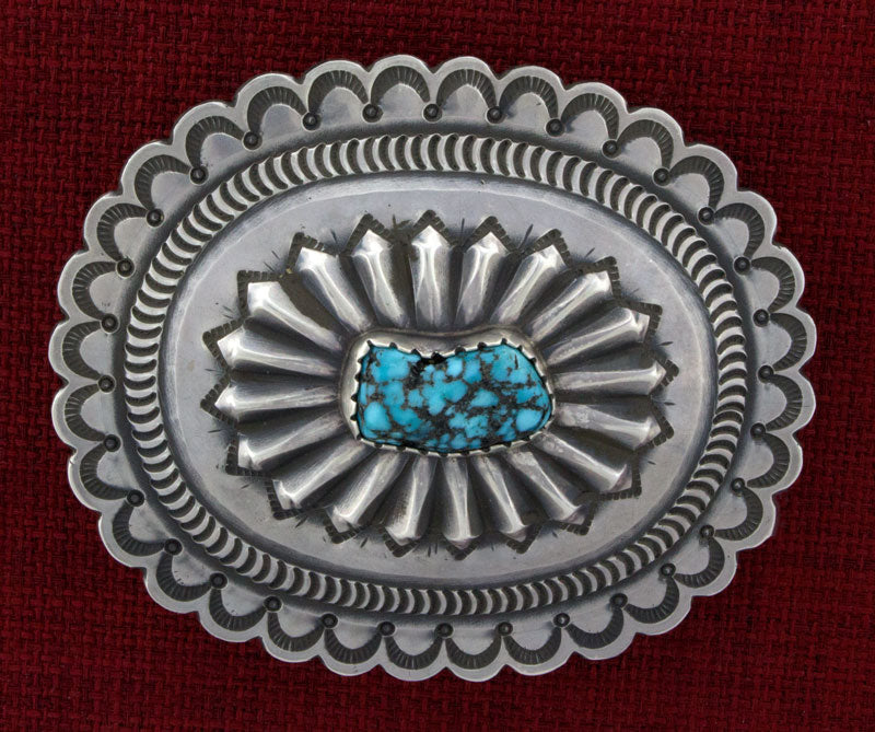 天然キングマンターコイズベルトバックル - $835 - BU#1044 - SilverTQ
