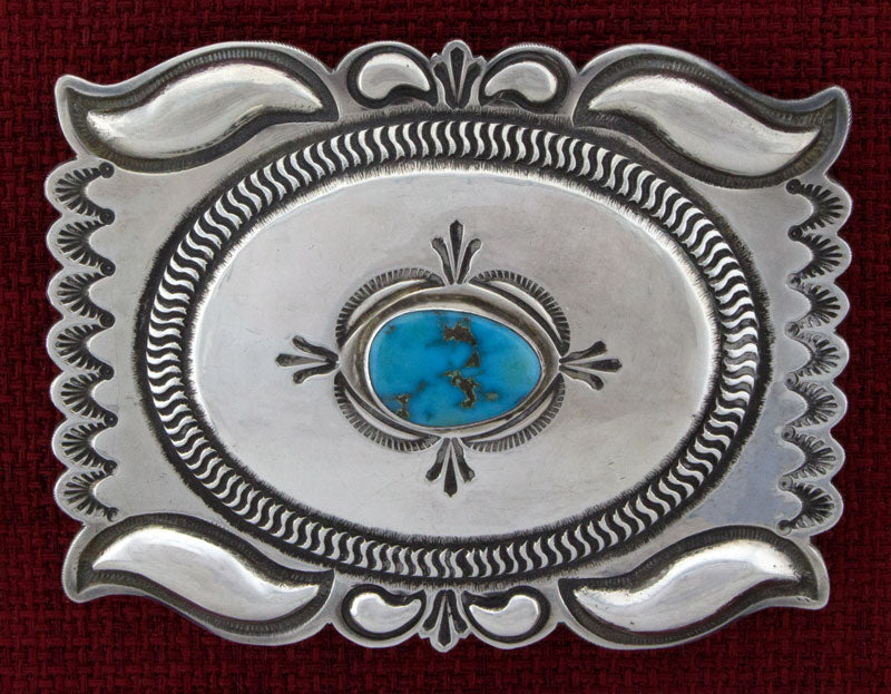 VINTAGE Natural Morenci Turquoise Belt Buckle - $735 - BU  display picture 1