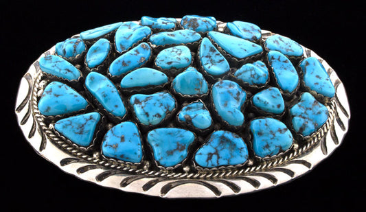 ***VINTAGE Boucle de ceinture en cluster de turquoise Sleeping Beauty naturelle en forme libre