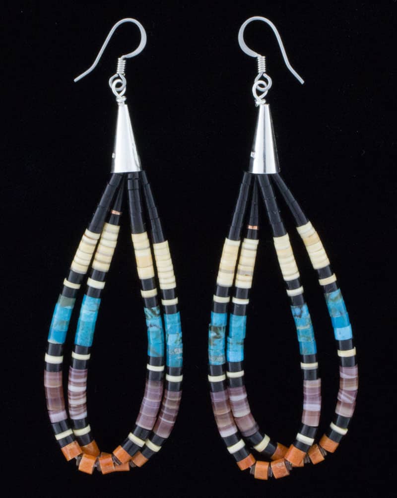 Boucles d'oreilles Heishi à double anneau multicolore