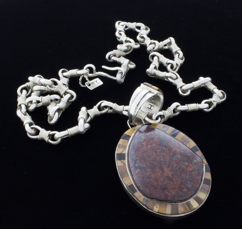 Handgefertigte Sterling-Silber Draht-Umwickelte Gliederkette mit umkeh - $1,025 - NL#1052