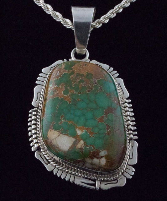 Sterling Silver Chain Necklace With Natural Royston Turquoise Pendant