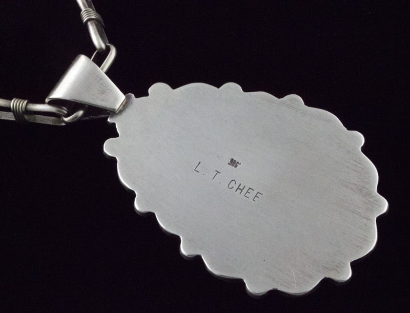 Handmade Sterling Silver Wire-Wrapped Link Chain Necklace With Natural Kingman Turquoise Pendant