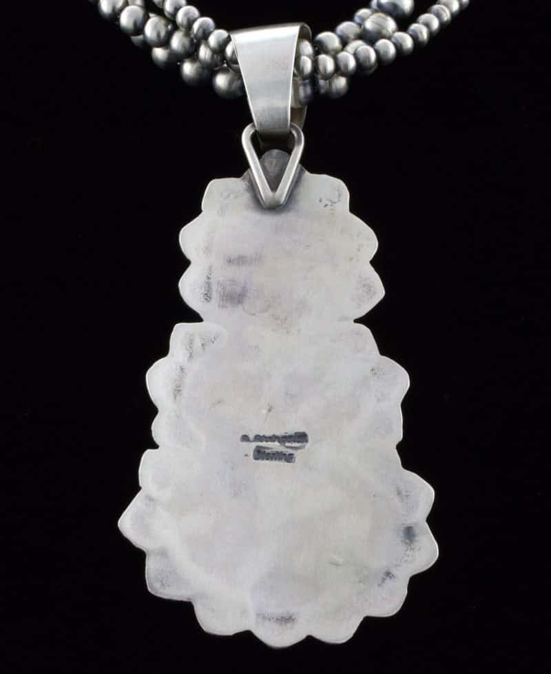 Handgefertigte 3-strängige Halskette aus Sterlingsilber mit natürlichem Golden Hill Türkis 3-Steine-Anhänger