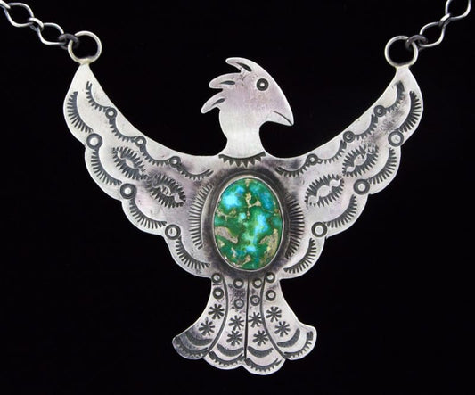 Sonoran Gold Turquoise Raised Wing Thunderbird Link Chain Necklace