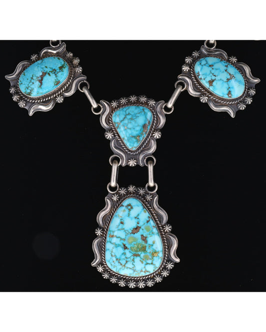 Collier en turquoise naturelle de Kingman avec boucles d'oreilles assorties