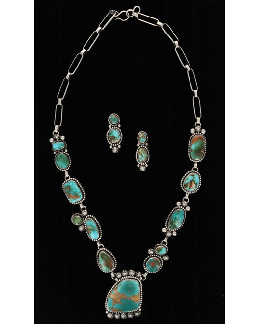 Natural Royston Turquoise Necklace With Matching Earrings