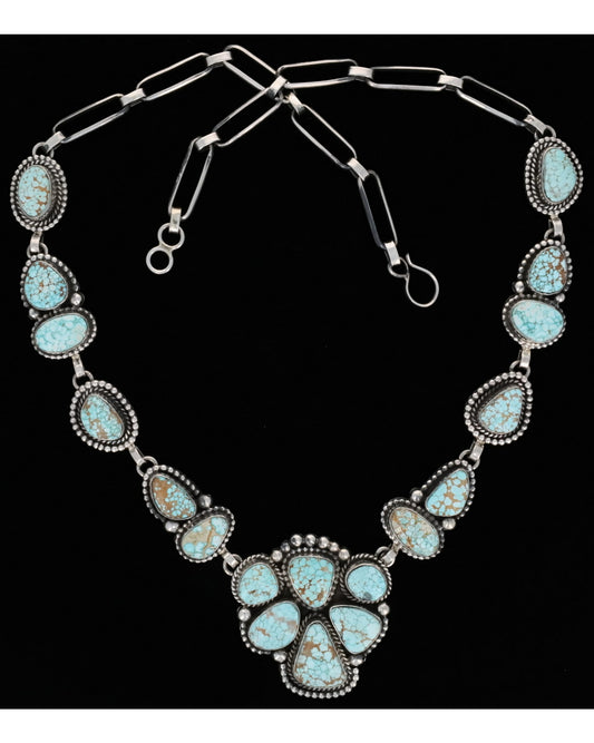 High Grade Natural #8 Web Turquoise Necklace With Matching Earrings