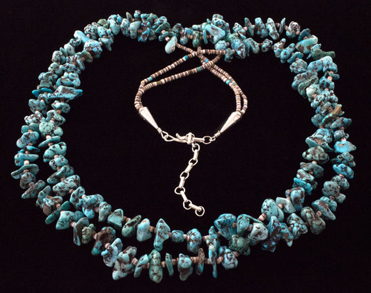 2-Strand Natural Lone Mountain Turquoise Nugget Necklace