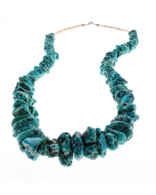 Vintage Turquoise Nugget & Clamshell Heishi Necklace