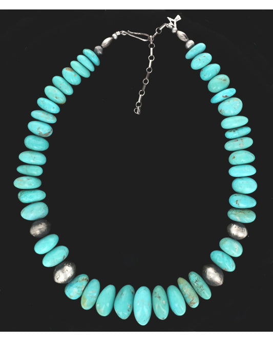 Campitos Turquoise Nugget & Sterling Silver Bead Necklace