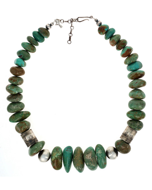 Campitos Turquoise Nugget & Sterling Silver Bead Necklace