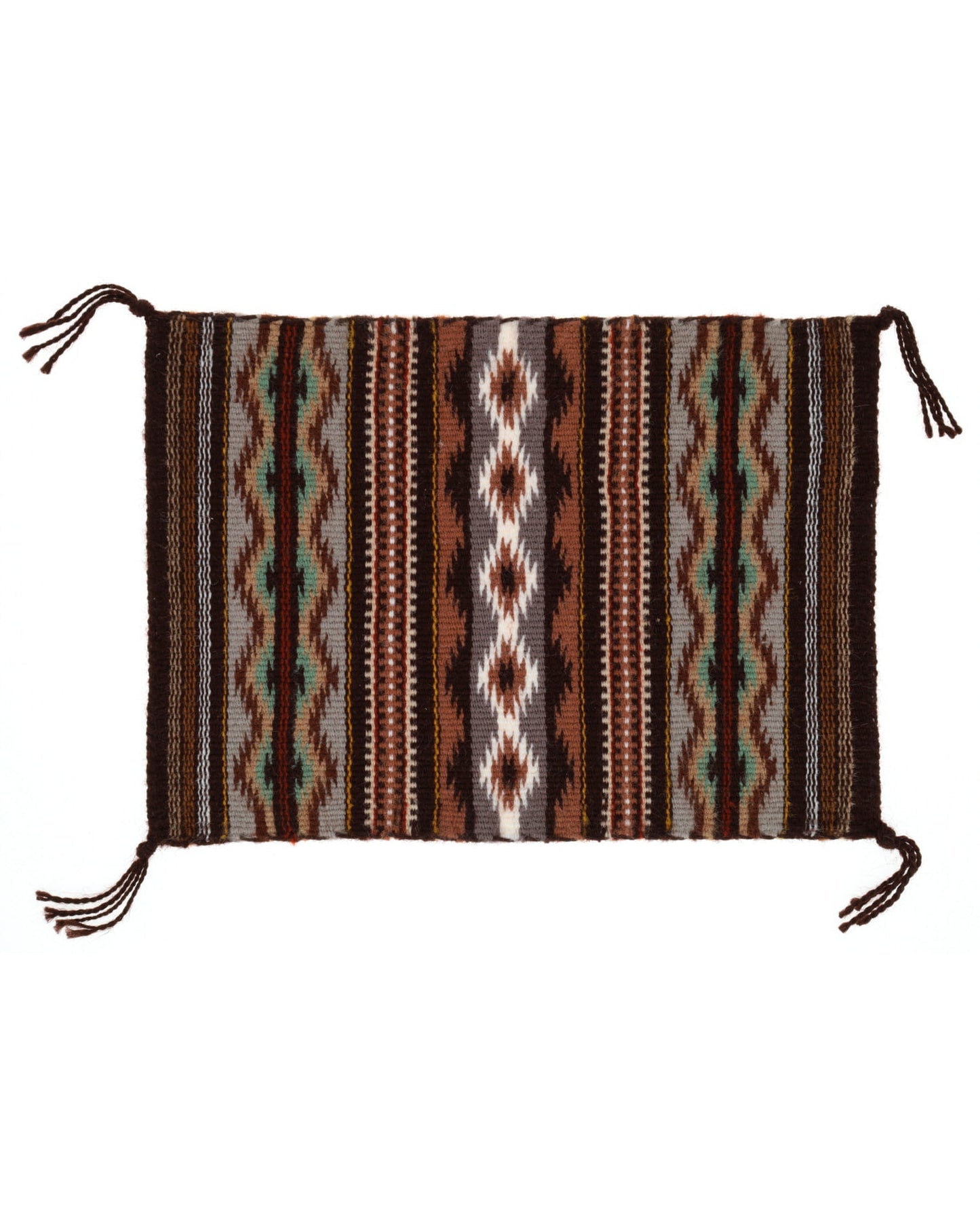 Tapis navajo miniature tissé à la main avec motif en cristal