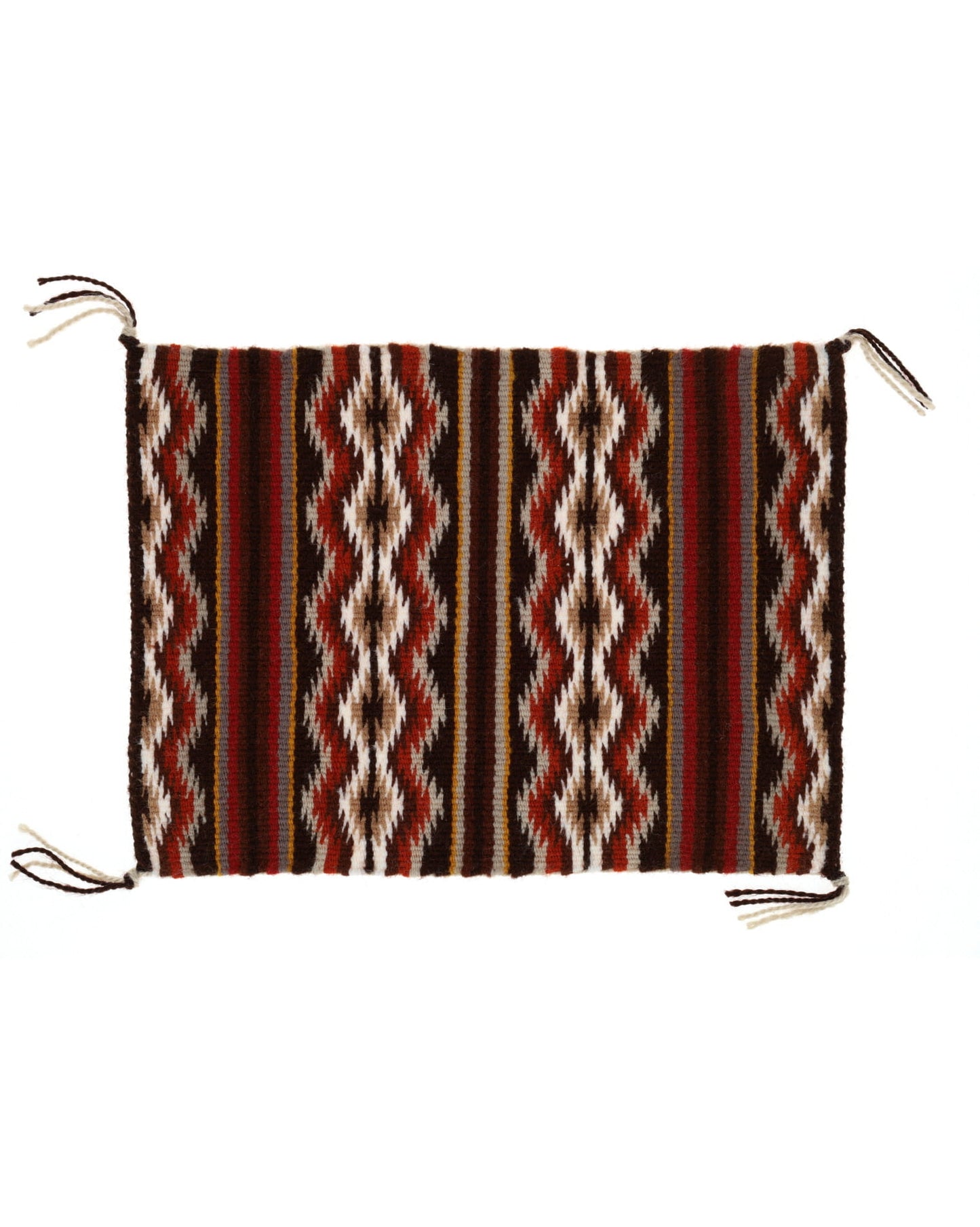 Tapis navajo miniature tissé à la main avec motif large Ruines