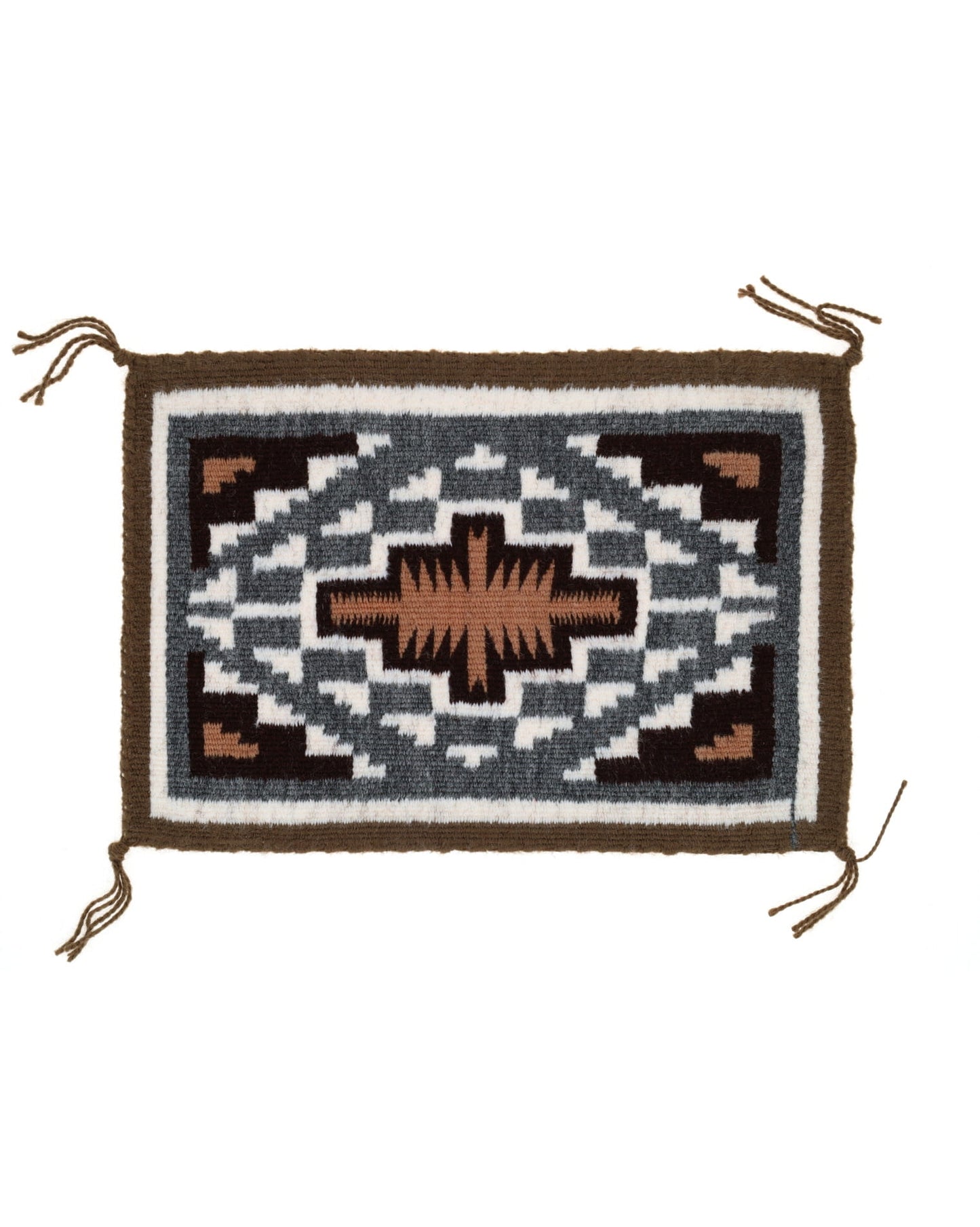 Tapis Navajo miniature tissé à la main motif Two Grey Hills