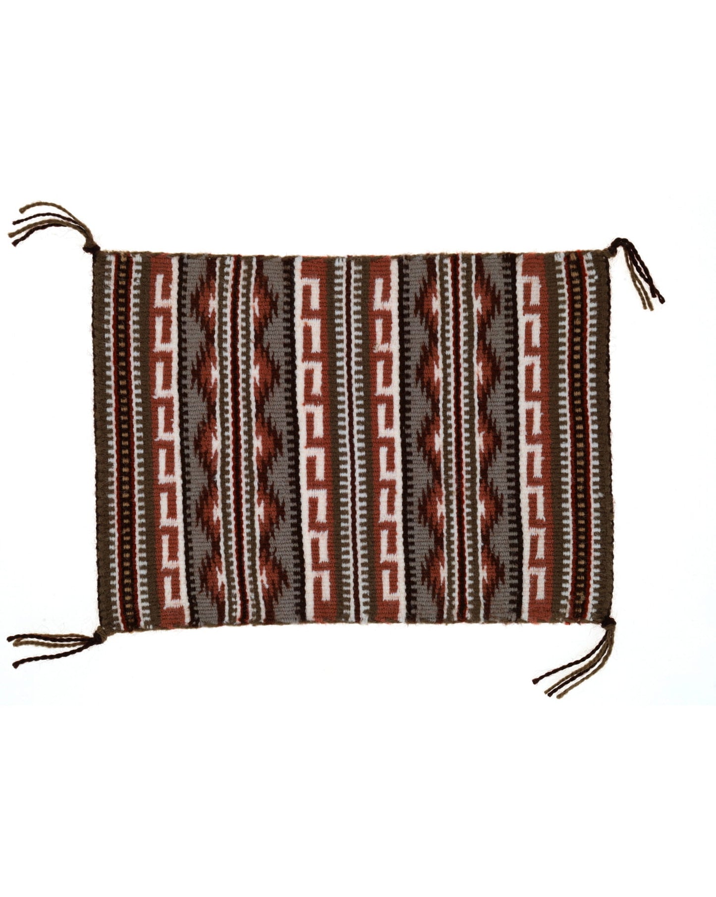 Miniatur handgewebter breiter Ruinenmuster Navajo-Teppich