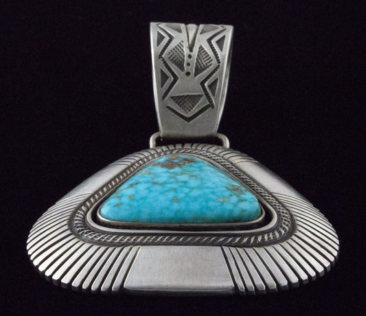 Natural Birdseye Kingman Turquoise Shadowbox Pendant