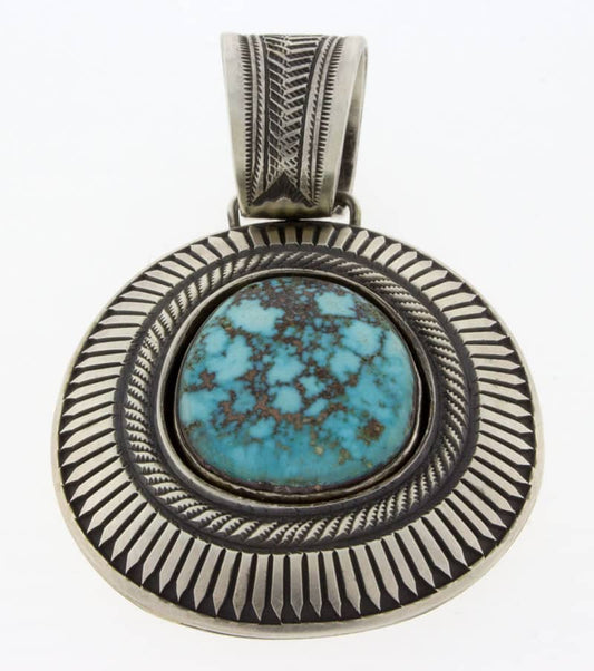 Natural Kingman Water Web Turquoise Shadowbox Pendant