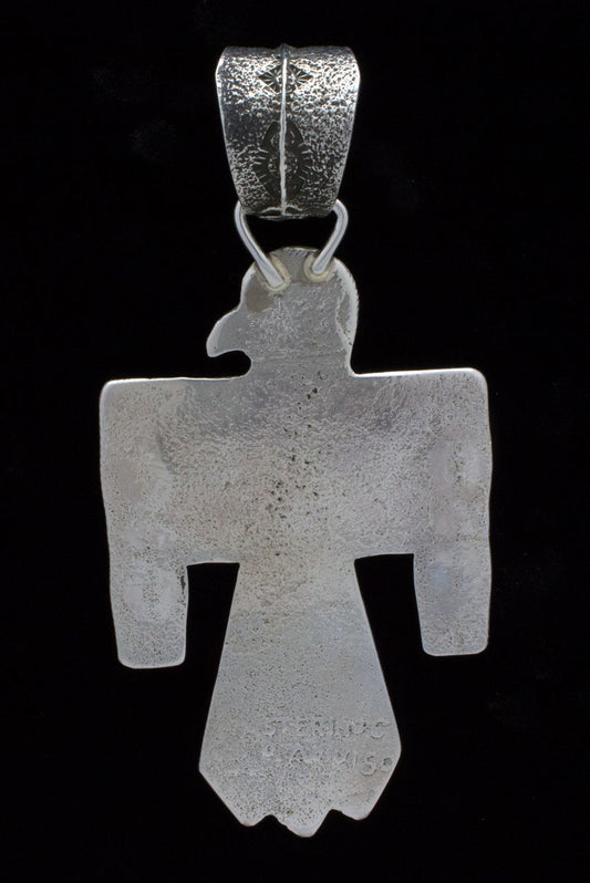 Pendente Thunderbird in Tufa con cluster centrale in turchese Kingman a forma libera