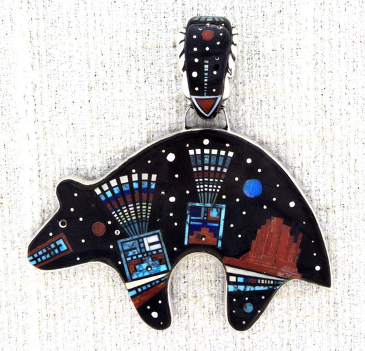 Reversible Multi-Color Micro Inlay Bear Pendant