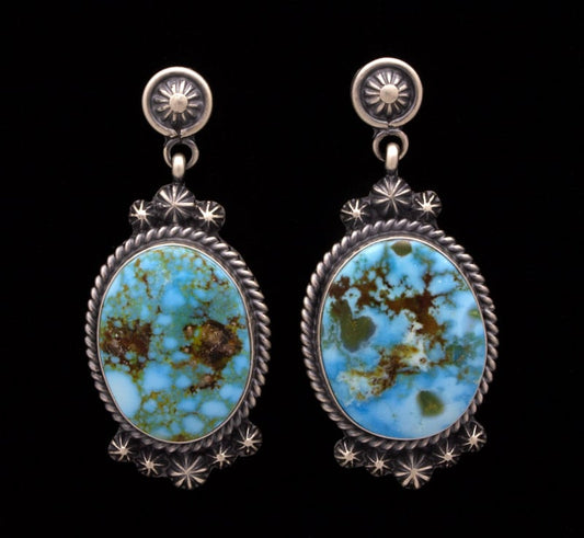 Pendentif 5 pierres en turquoise Kingman naturelle et boucles d'oreilles assorties