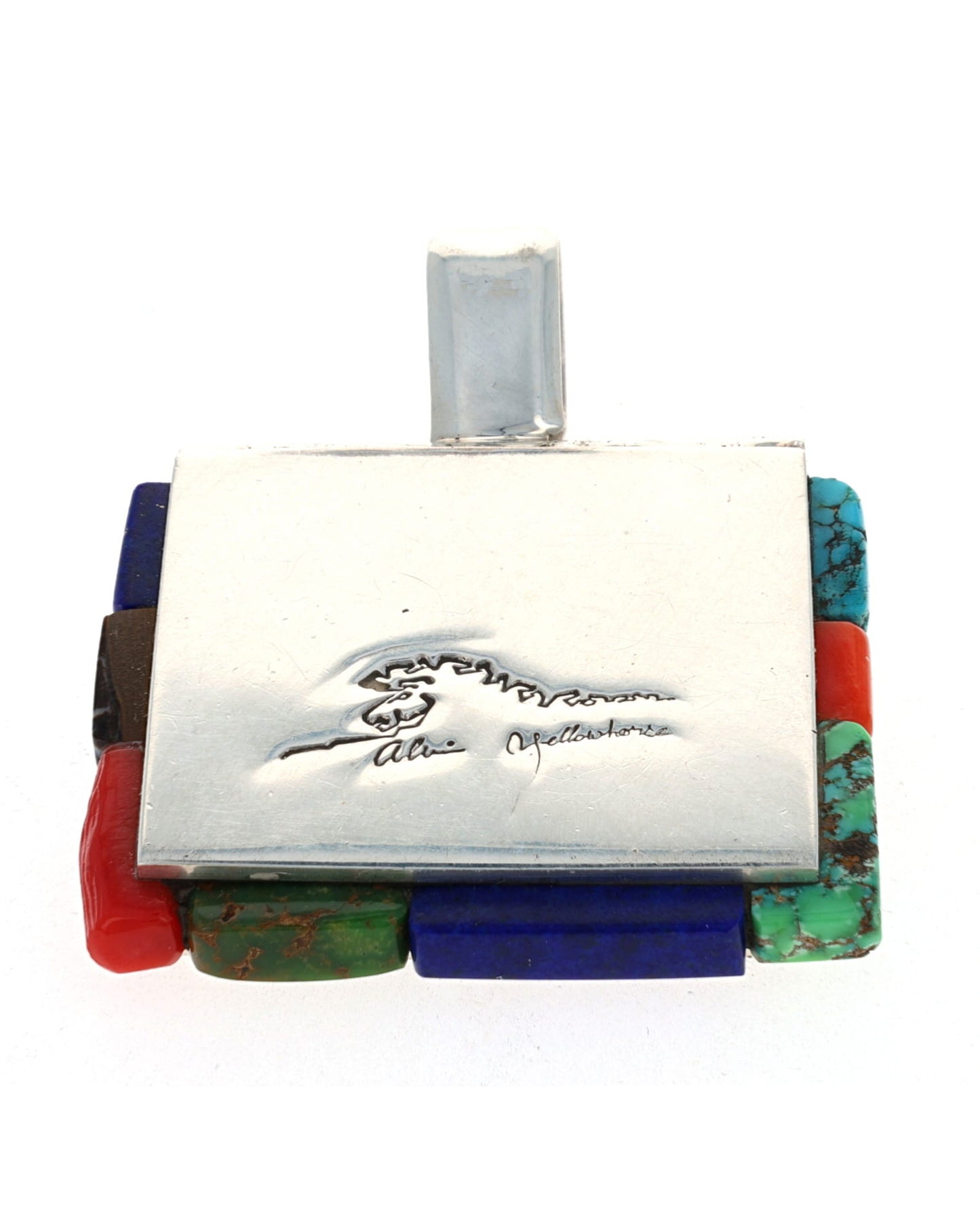 Cityscape Pendant With Multi-Stone Side Inlay