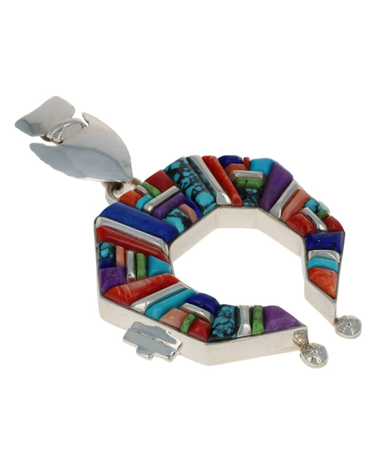 Multi-Color Raised Cobblestone Inlay Naja Pendant