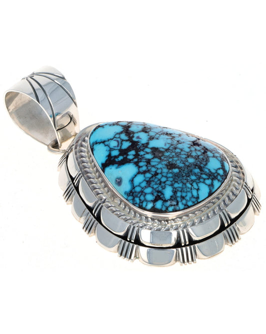 Natural Kingman Black Web Turquoise Pendant