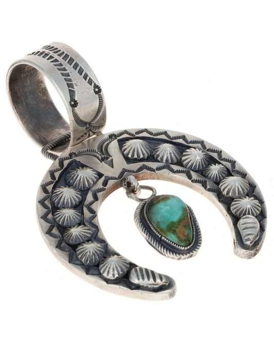 Sterling Silver Naja Pendant With Sonoran Gold Turquoise Dangle