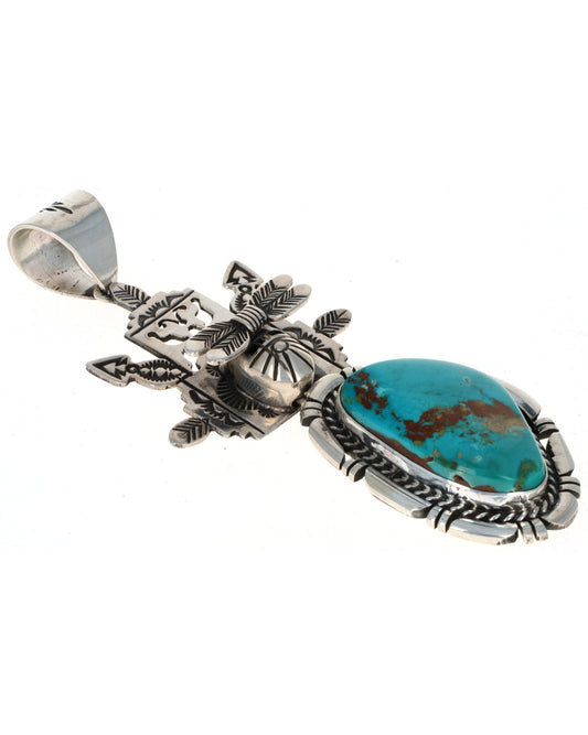 Kachina Pendant With Natural Blue Gem Tuquoise