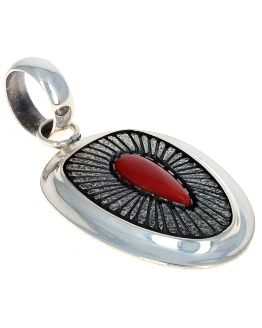 High Grade Natural Mediterranean Coral Shadowbox Pendant.