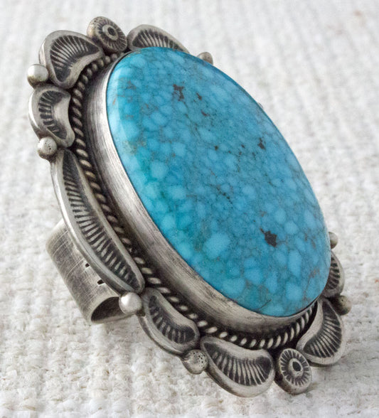High Grade Natural Birdseye Kingman Turquoise Ring