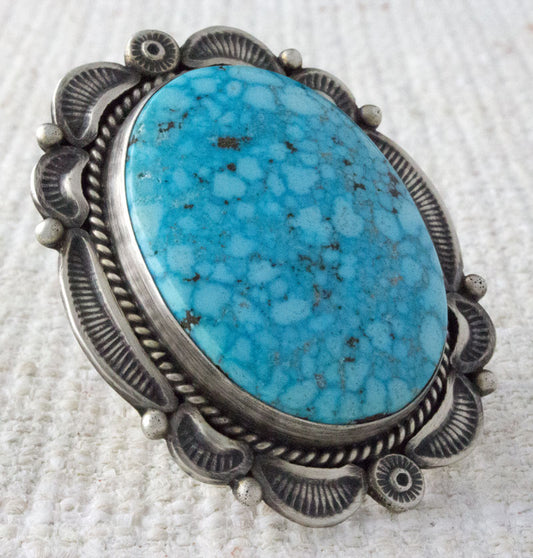 High Grade Natural Birdseye Kingman Turquoise Ring