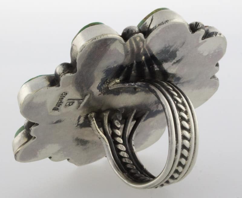 Natürlicher blauer Edelstein Türkis Cluster Ring