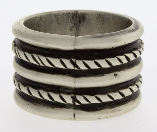 Tufa Cast Sterling Silver Double Band Ring