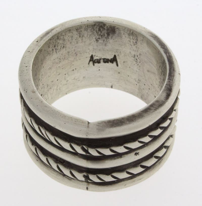 Tufa Cast Sterling Silver Double Band Ring