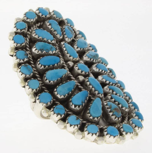 Natural Sleeping Beauty Turquoise Cluster Ring