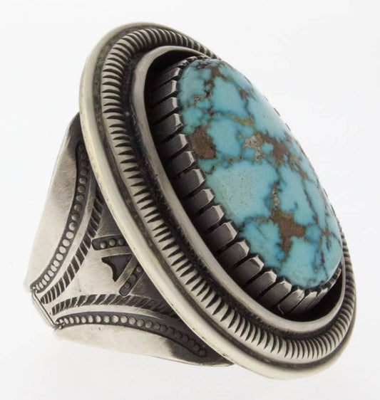 High Grade Natural Kingman Water Web Turquoise Ring