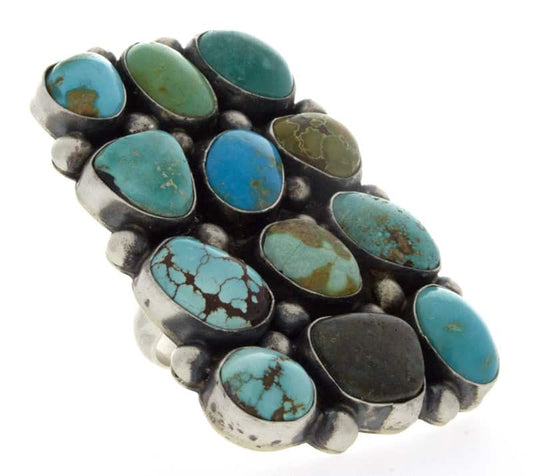 Natural Royston & Kingman Turquoise Cluster Statement Ring
