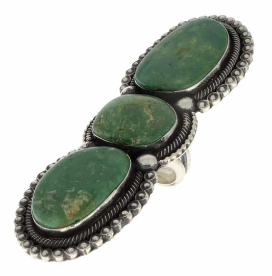Triple-Stacked Natural Tyrone Turquoise Statement Ring