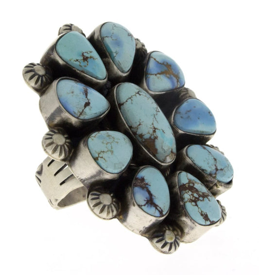 Natural Golden Hill Turquoise Cluster Ring