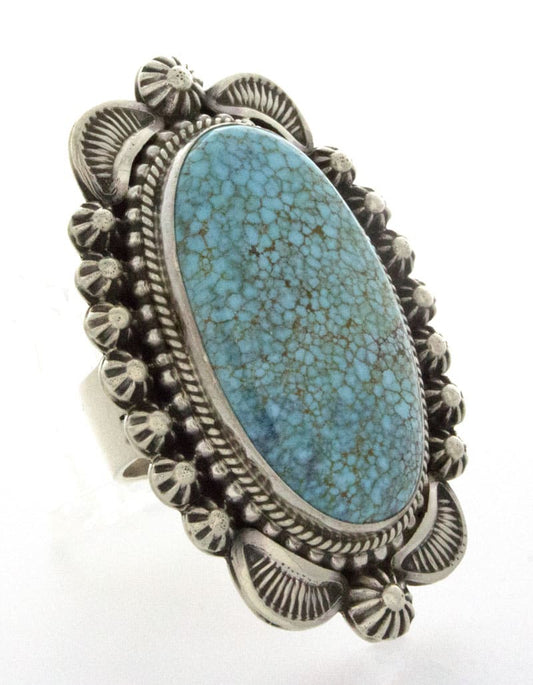 High Grade Natural #8 Micro-Web Turquoise Ring