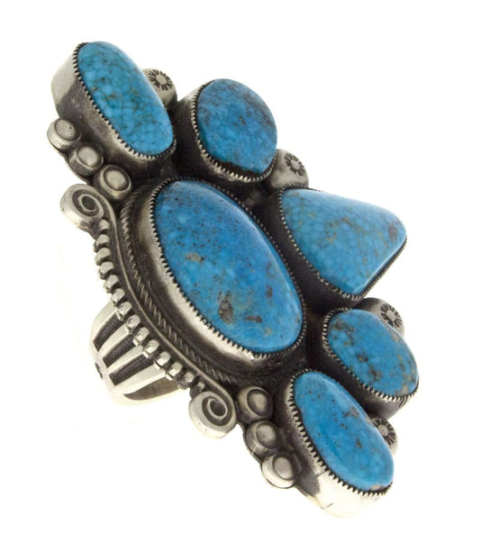 Natural Kingman Turquoise Half-Cluster Ring