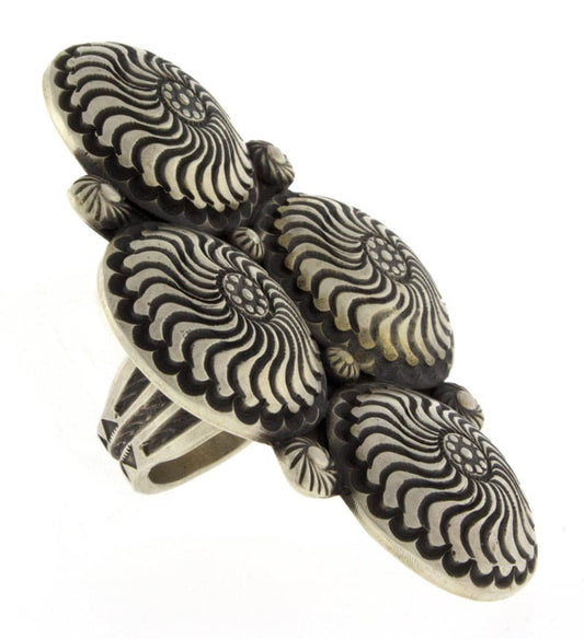 Sterling Silver 4 Concho Style Statement Ring