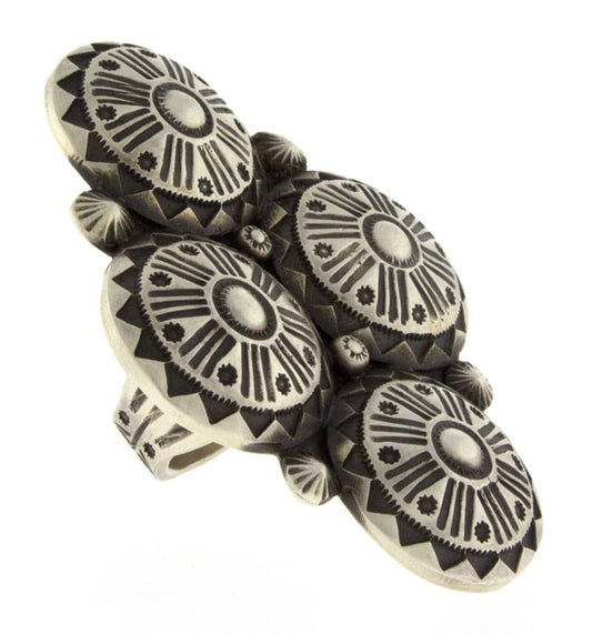 Sterling Silver 4 Concho Style Statement Ring